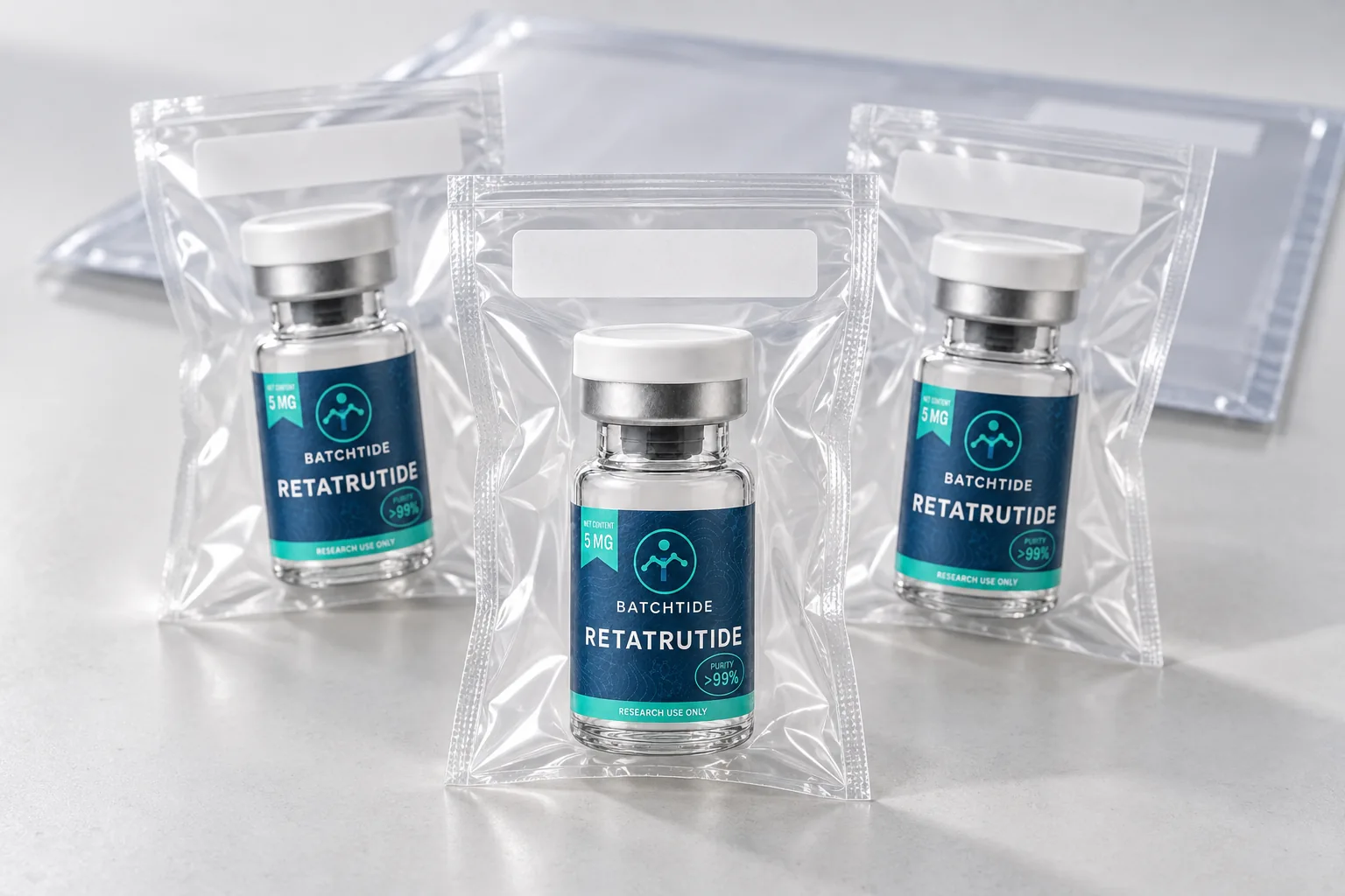 Capped vials in sealed sample pouches